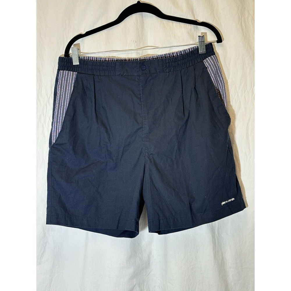 Vintage‎ 90s PIERRE CARDIN Swim Trunks Medium  Blue Cotton Blend Preppy AA15